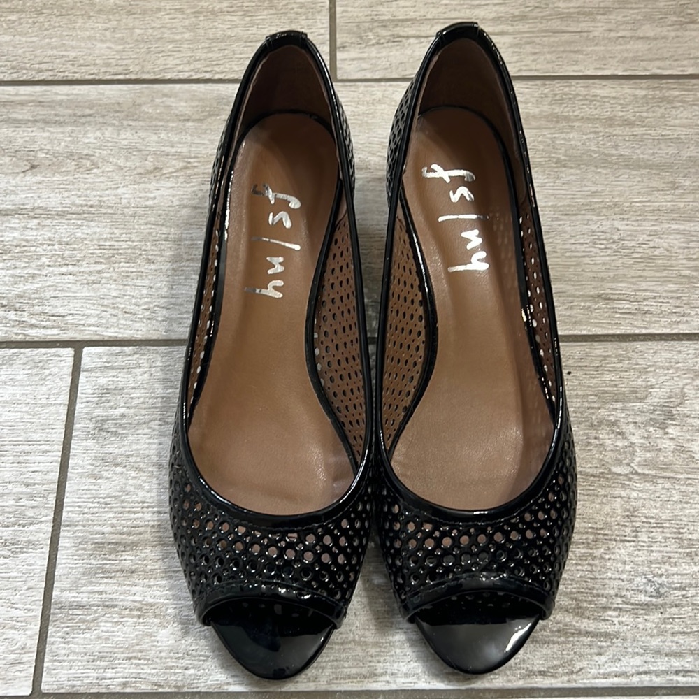 Fs/Ny Black Wedge Shoes-7.5